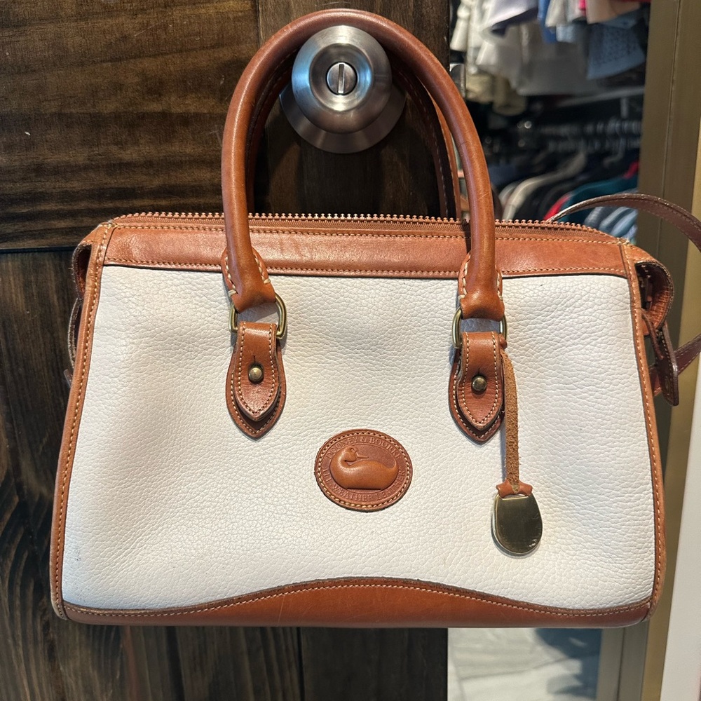SOLD Dooney & Bourke White and Tan Leather Satchel